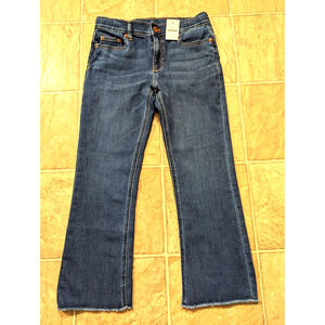New J.Crew Crewcuts sz 12 Girls' raw-hem demi-boot jean in valley wash bo119 B5